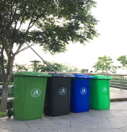 240L回料塑料垃圾桶 物业街道垃圾箱 方形环卫垃圾桶直销